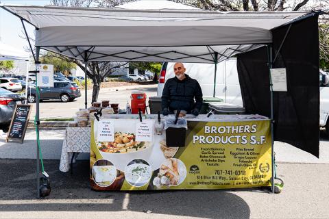 The Brothers Products S.F. booth at the Milpitas Farmers' Market