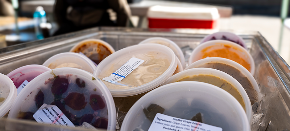 Hummus and dip at the stall