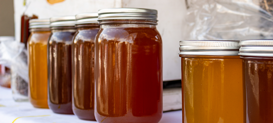 Jars of honey at the Sweet Beezus stall