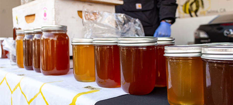 Jars of honey at the Sweet Beezus stall